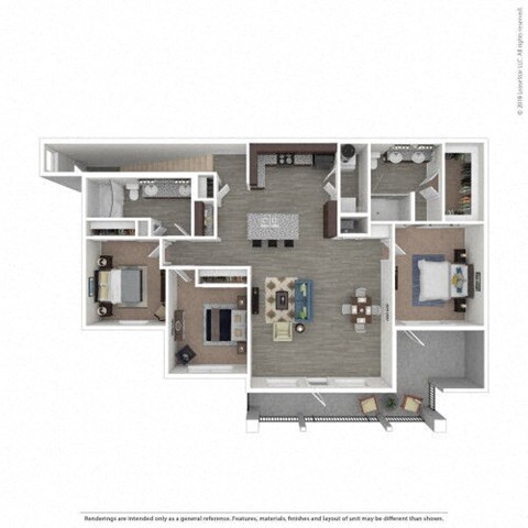 Floor plan for 3 beds, 2 baths, 1347 sqft